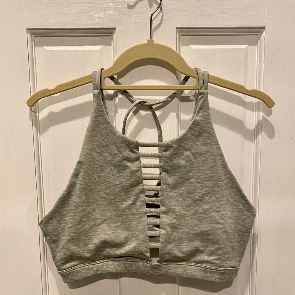 Ryka Gray Lattice Front Sports Bra